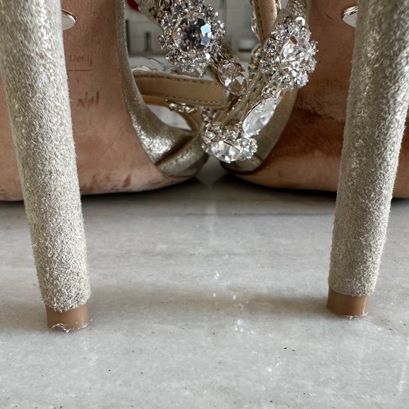 ✨ Badgley Mischka Gold  Crystal Embellished T-Strap Heels – Size 6.5 ✨ - Picture 4 of 9